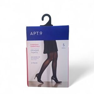 Apt. 9 Everyday Essentials Black Opaque Tights 2-Pack Womens Size Small